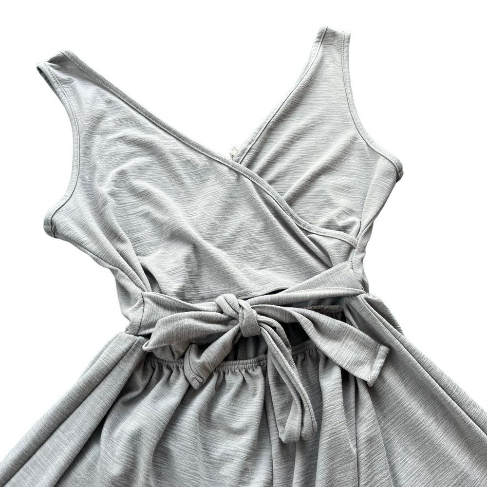 Rolla Coster Women’s S Gray Blue Sleeveless V Neck Tie Belt Elastic Waist Romper - Picture 10 of 16